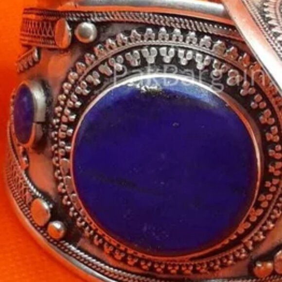 Single Boho Kuchi Cuff Bracelet With Round Shaped Stones, Tribal Ethnic Cuff - Picture 4 of 5